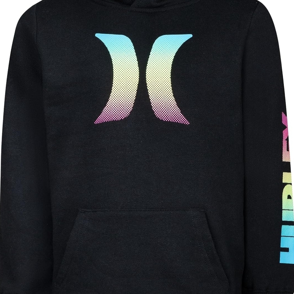 Hurley Black Hoodie with Gradient Logo